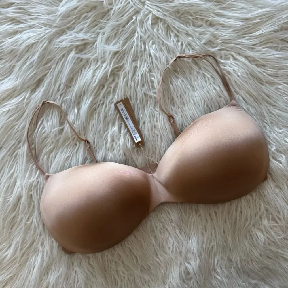 Skims Wireless Form Micro Strap Plunge Bra Clay Size 38DDDD - Picture 3 of 6